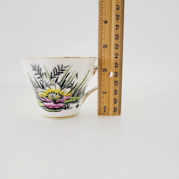 Rosina Water Lily Teacup & Saucer July Flower of the Month, Pink Black & Yellow - Picture 9 of 15